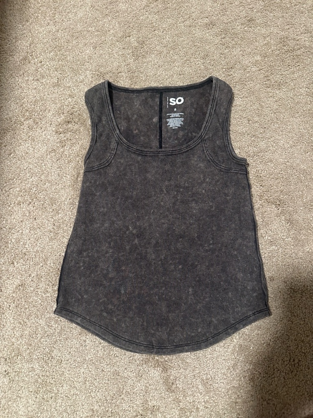 SO Women's Mineral Wash Black Scoop Tank